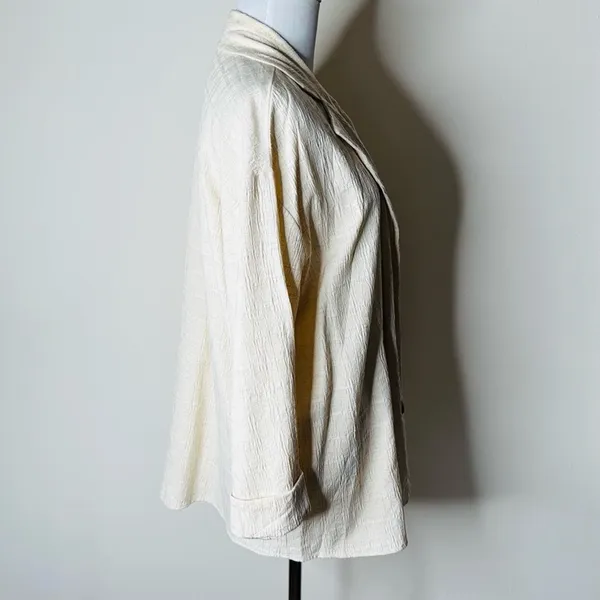 Zara Ivory Crinkled Oversized Relaxed Fit Blazer - Image 6