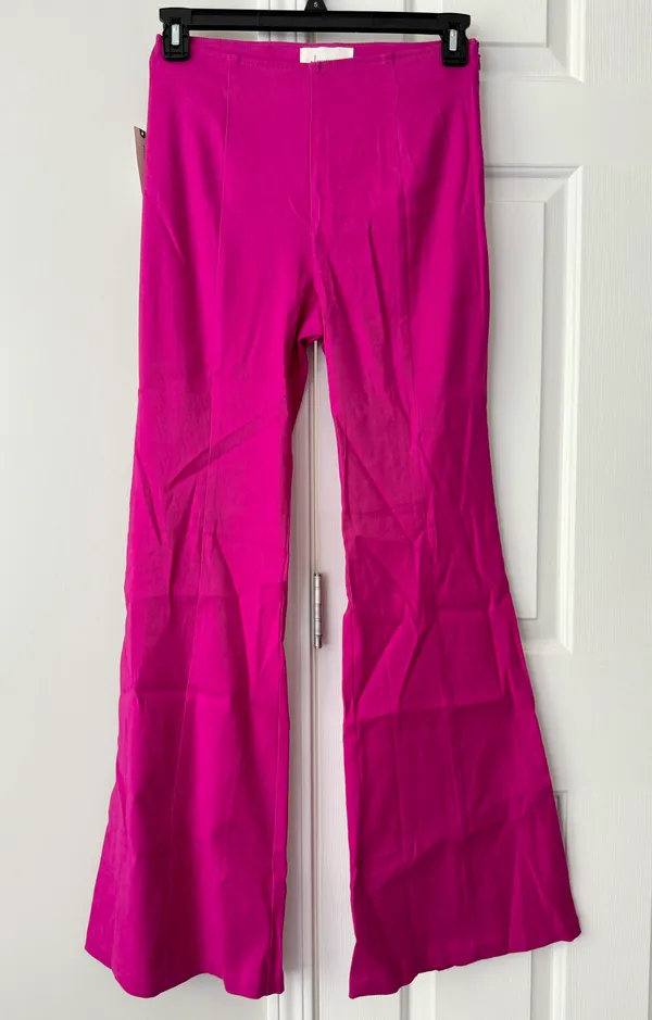 Linen Blend Flare Pants, Size 6 - Image 7