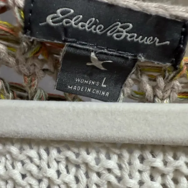 Eddie Bauer Open Chunky‎ Knit Sweater Boho Coastal Chic Pullover Sz L Oversized - Image 3