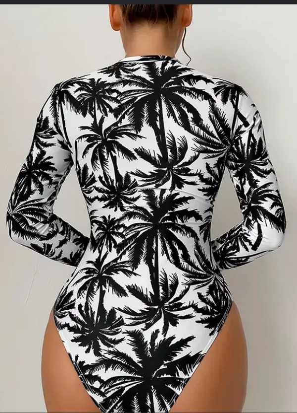 Size small palm tree one piece swimsuit Black - Image 2