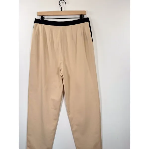 Alice + Olivia Womens Pants Beige Roy Tapered High Rise Pleated Trousers Size 12 - Image 8