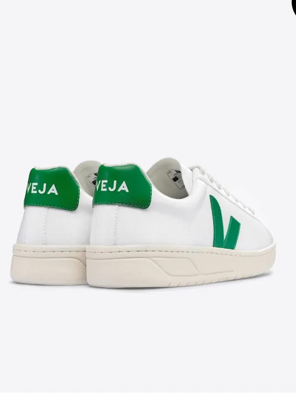Veja Campo Leather Sneakers in White with Emerald Green size 5 - Image 4