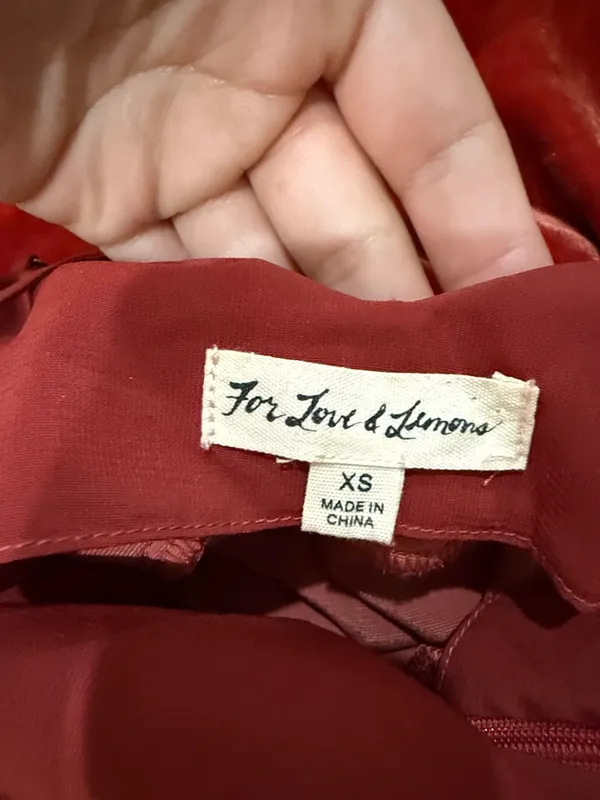 For Love & Lemons Rust Orange Velvet Maxi Dress Size XS - Image 6