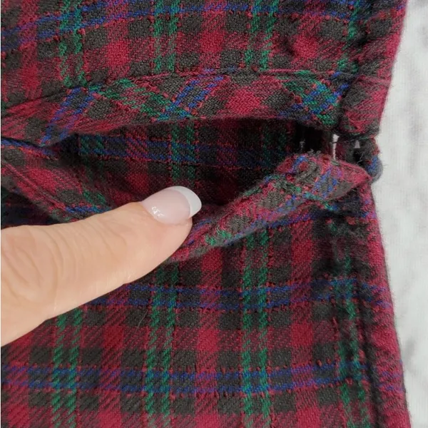 Madewell Tartan Plaid Short Sleeves-Rolled Cuff Top in Red and Green | Sz Medium - Image 11
