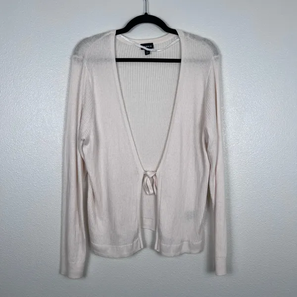 Torrid Women Super Soft Tie-Front‎ Cardigan Ivory Ribbed Knit Sweater 2X - Image 2