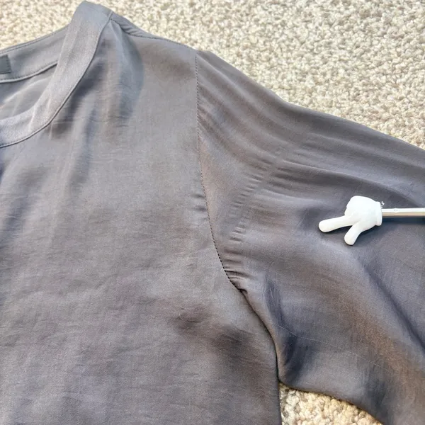 Rag & Bone Silk Sheer Hi Low Blouse Taupe Long Sleeve‎ Top S Minimalist Designer - Image 14