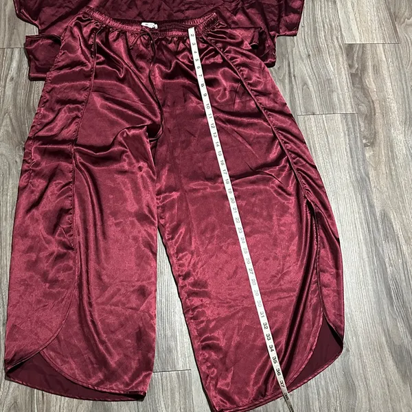 BB Dakota ,wine Red Satin Pajama Set – Silky 2-Piece Sleepwear. - Image 7