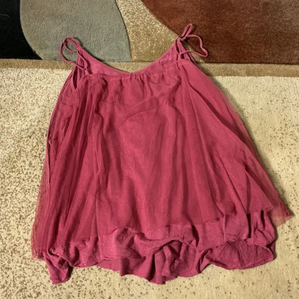 Maurices Boho Floral Embroidered Mesh Cottagecore Cami Tank Women XL Pink - Image 6