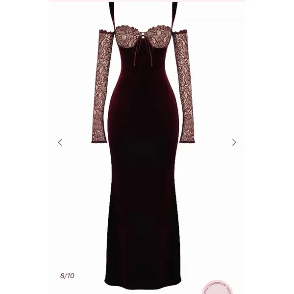 House of CB Ivy Black Cherry Velvet Maxi Dress XS - Image 6