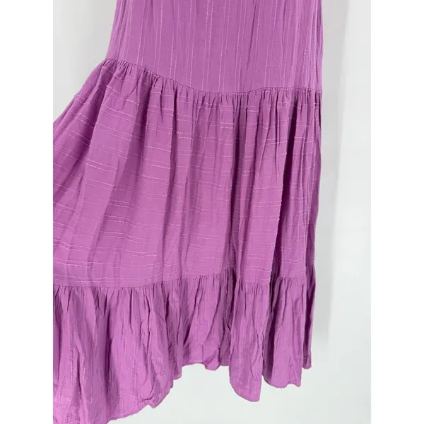 Haute Hippie Style Maxi Dress Womens S Purple Tiered Boho Cottagecore Bow Back‎ - Image 11