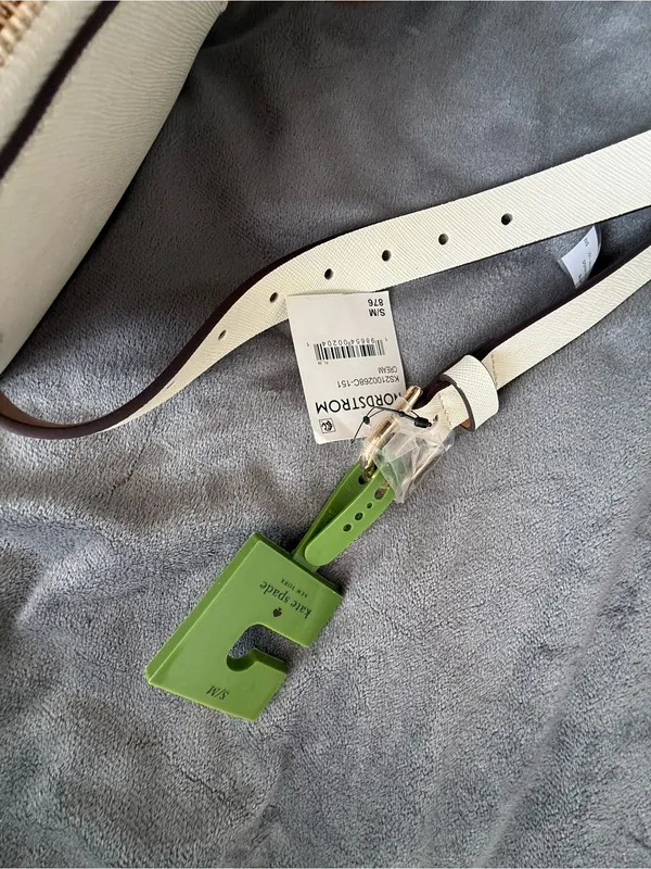 kate spade Cream Leather Crossbody Belt Bag with Gold Logo - Image 6