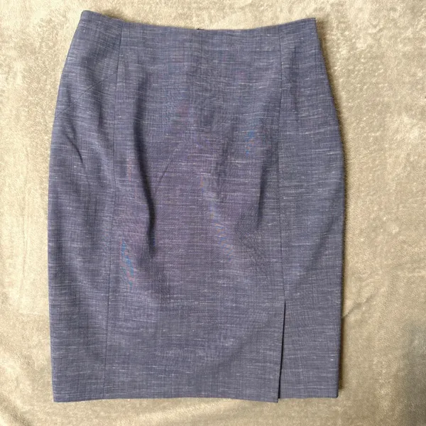 Antonio‎ Melani Blue Wool Blend Slub Pencil Skirt Size 6 Lined Career Office - Image 7