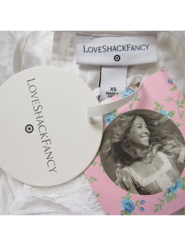 NWT LoveShackFancy x Target Talulah in White Pintuck Yoke Lace Trim Dress XS - Image 5