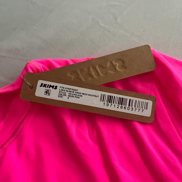 Neon Pink Fits Everybody Long Sleeve Bodysuit - Image 2