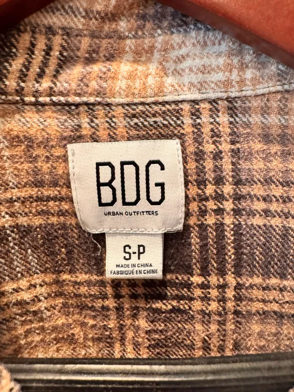 Urban Outfitters Plaid Flannel Shirt Oversized Mixed Media Brown S - Image 7