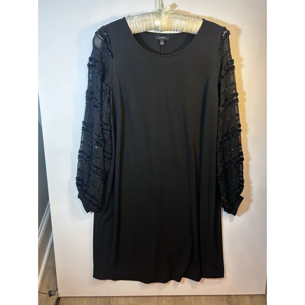 Alfani Women’s 2X Black Shimmer Sleeves Shift Dress NWT Plus Size Cocktail Dress - Image 2