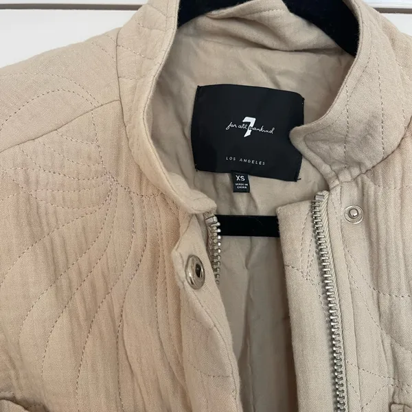 7 For All Mankind Beige Quilted Jacket - Image 3