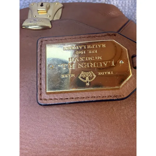 Lauren Ralph Lauren Leather Saddle Crossbody Handbag Purse - Image 2