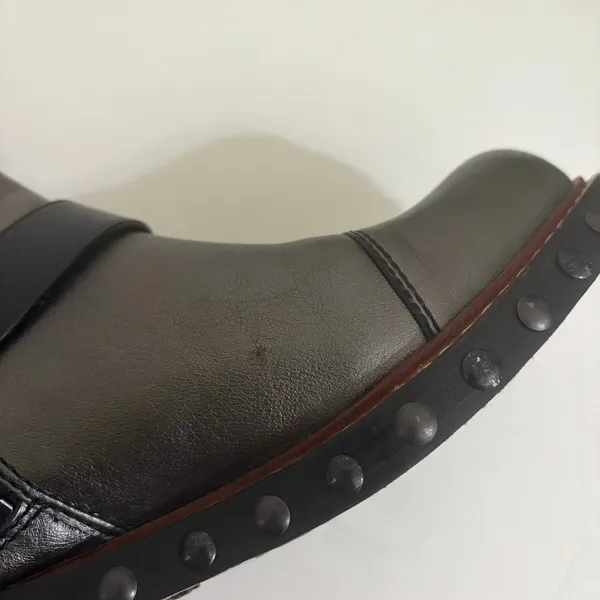 COACH Moto Bootie Gunmetal Black Leather Studded Ankle Boots Women's Size 8 - Image 7