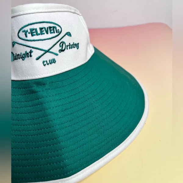 7-Eleven White Green Midnight Driving Golf Club Visor Cap Rare‎ HTF Adjustable - Image 4