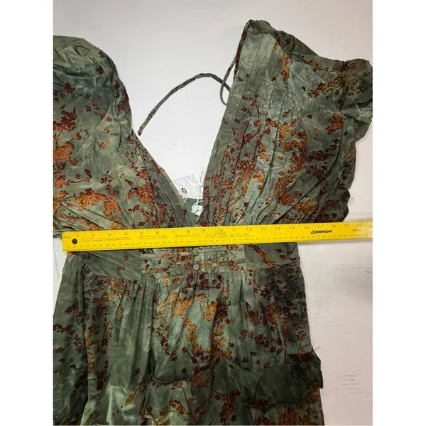 Petal & Pup Wendi Ruffle Olive Green Floral Ruffle Maxi Dress - Image 4