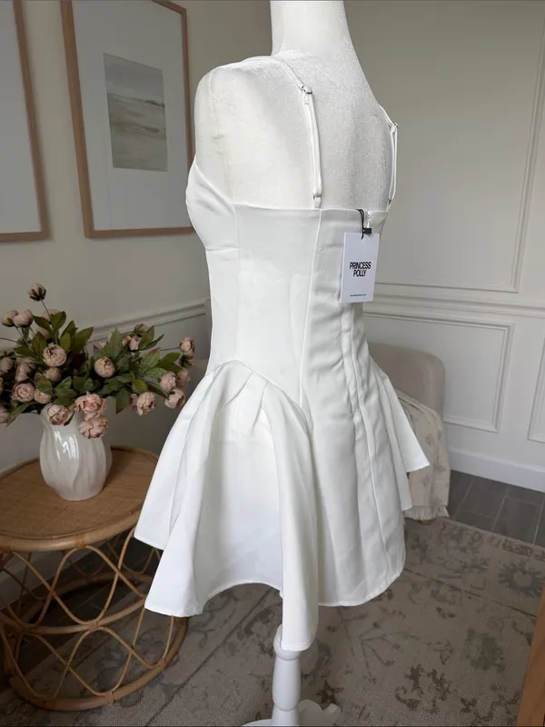 Princess Polly Alympia White Drop Waist Satin Bachelorette Mini Dress NWT - Image 10