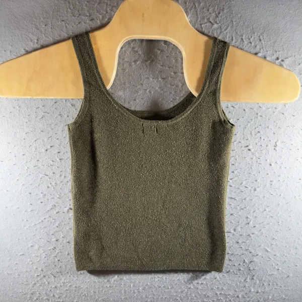 1619 | A‎ New Day Ribbed Knit Scoop Neck Crop Tank Top Olive Green Womens XS - Image 2
