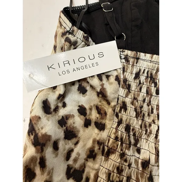 Kirious Crop‎ Tank Top Leopard Womens Size Small Coachella Indie Fairy Brown New - Image 9