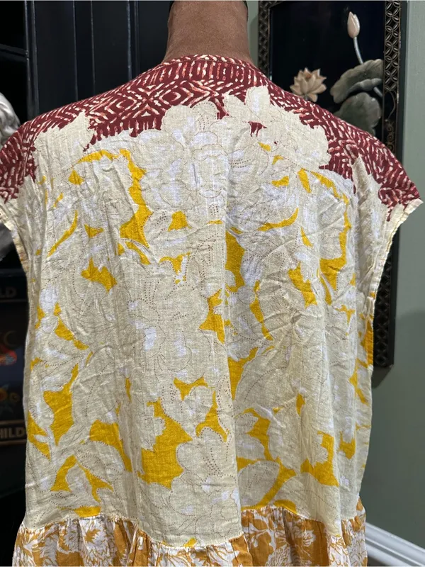 Free People “Gotta Have You” Tiered Tunic Top Multicolor Marigold Floral Print - Image 8