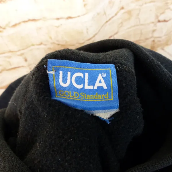 Vintage 90s UCLA Hoodie Womens S Black Big Logo Made USA Gold Standard Bruins - Image 7