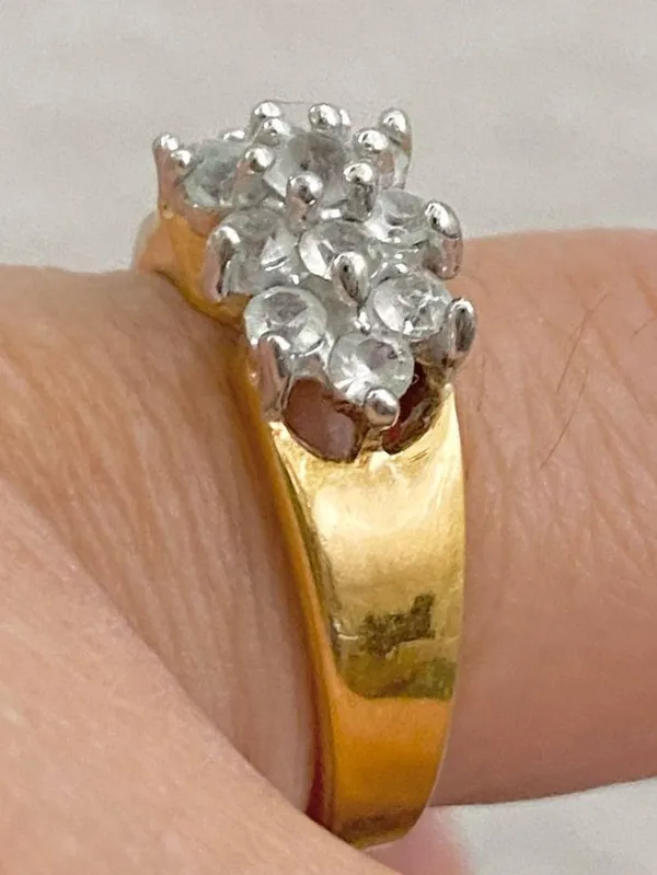 Vintage 18KGE Gold Electroplated CZ Cocktail Ring Size 8 - Image 7