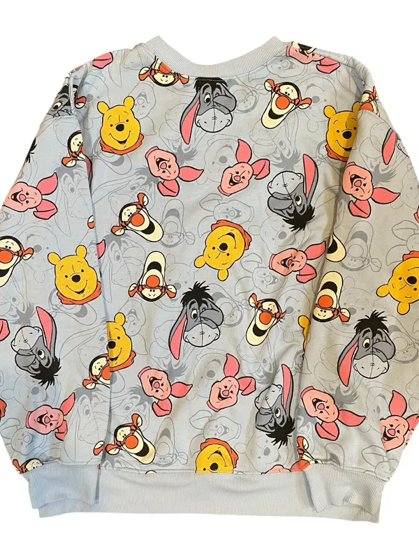 Disney Winnie The Pooh Sweatshirt Med 8-10 Blue Pooh, Tigger, Eeyore, Piglet - Image 2
