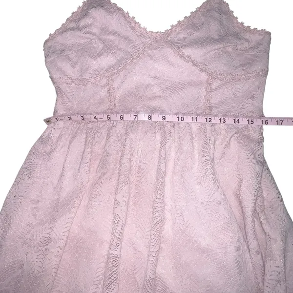 NSR Blush Pink Midi Fit‎ & Flare Lace Crochet Dress Size XL Sleeveless Floral - Image 7