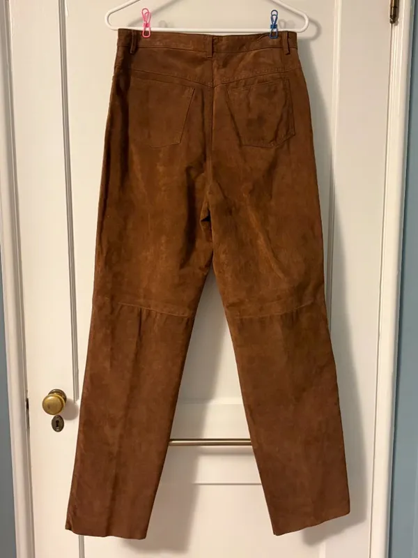 Bushwacker VTG 100% genuine leather pants brown high rise straight leg classic - Image 3