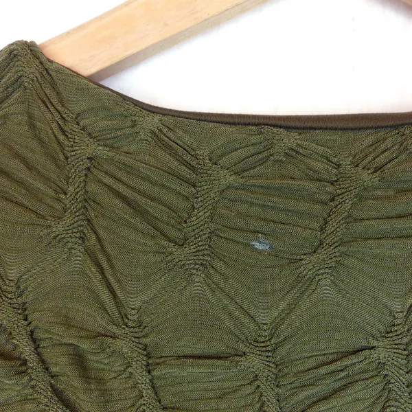 See You Monday Textured Scrunch Top Womens S Olive Green Long Sleeve Grunge 90s - Image 9
