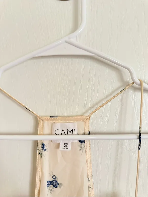 Cami NYC Silk Cream with Blue Floral Lace Trim Mini Dress - Image 4