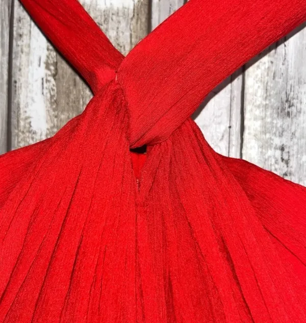 J.Crew Sinclair Vivid Poppy Silk Halter Dress | 0P - Image 3