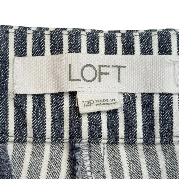 LOFT The Riviera Slim Pants Women 12P‎ Navy White Stripe Nautical Anchor Button - Image 6