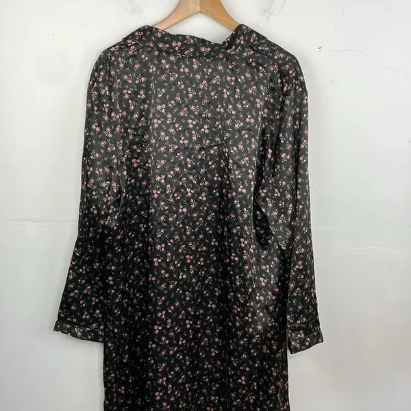Morgan Taylor Intimates Floral Black sleep night gown button down size 2X XXL - Image 6