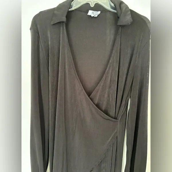 Princess Polly Faux Wrap Long Sleeve Dress Size 6 Black - Image 10