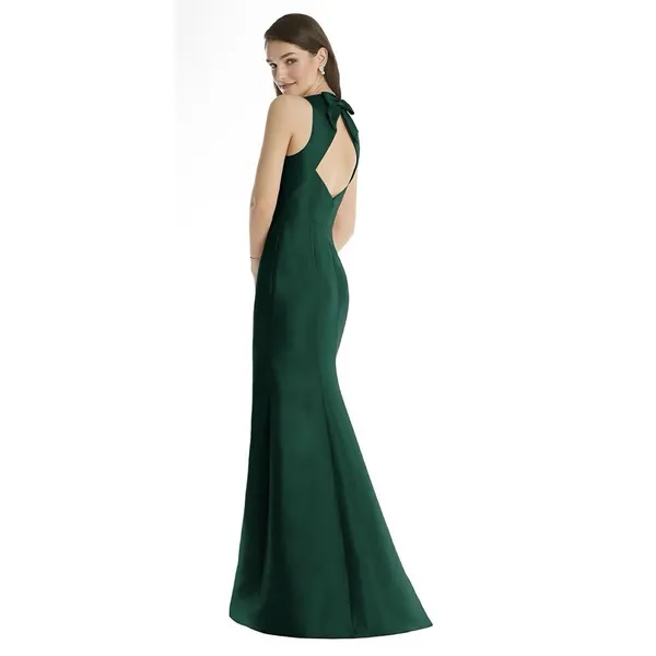 Alfred Sung D824 Hunter Green Jewel Neck Open Back Bow Gown Size 16 R $248 - Image 2