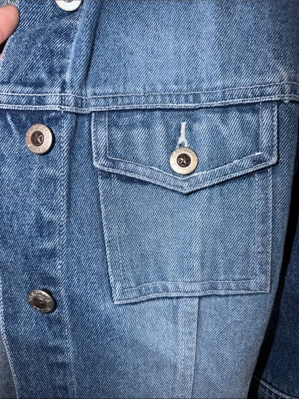 Vintage 90s Denim Jean Jacket Frayed Hem cottagecore - Image 3