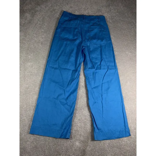 maeve colette pants 27 cropped wide leg pants Blue Linen Blend Patch Pockets - Image 7