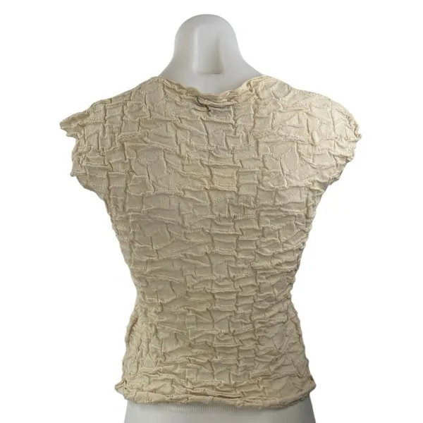 NEW Zara Beige Linen Textured High Neck Sleeveless Crop Blouse Tank Top Size S - Image 2