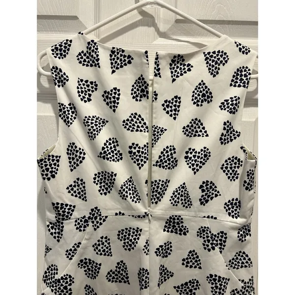 Boden Womens White Navy Blue Heart Print Sleeveless Sheath Dress Size US 8 UK 12 - Image 6
