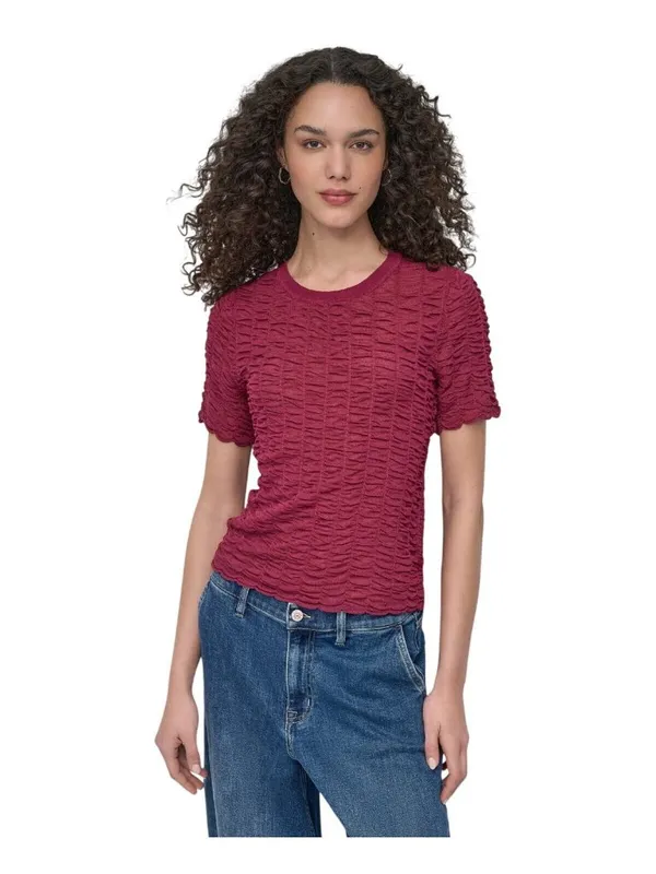 DKNY Womens Superfine Textured Lightweight Top P52SAW83 Beet Red XL - Image 8