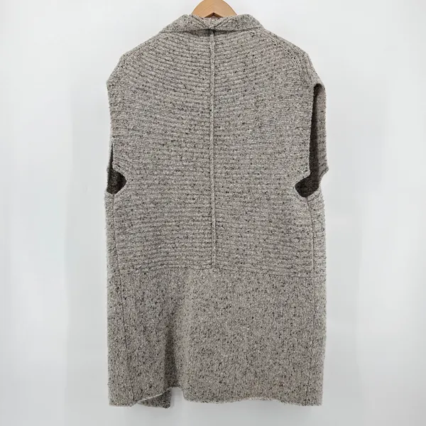 Brochu Walker 100% Cashmere Noah Wrap Open Cardigan Vest SM Earthen‎ Tweed Gray - Image 5