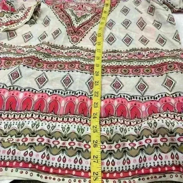 Tommy Bahama Paisley Multicolor V Neck Tunic Top Blouse Sheer Cover Up Women M - Image 5