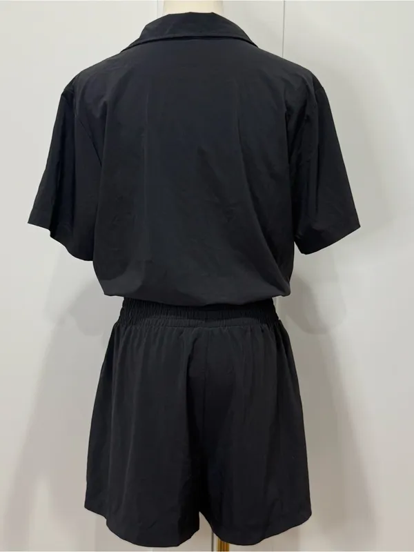 Vuori Villa Romper Small Black Short Sleeve Utility Athleisure Outdoors Lounge - Image 7