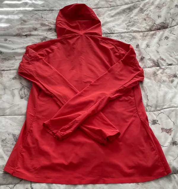 Orange Coral Hooded Full Zip Lined Pockets Logo Windbreaker, size M - Image 12